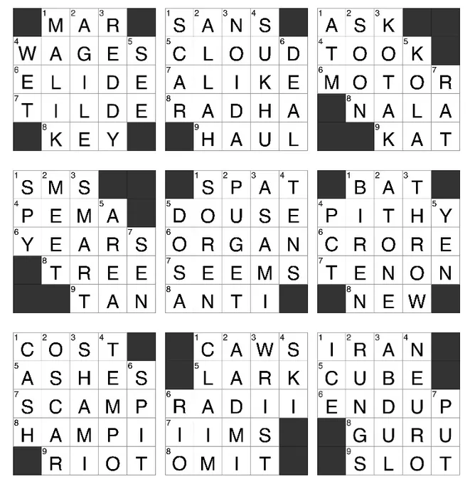 Indiamini Crossword Solves Collage
